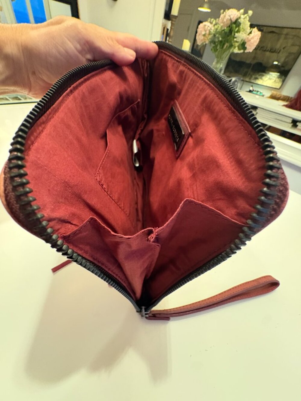 Red Leather Fringed Wristlet - Picture 4 of 10